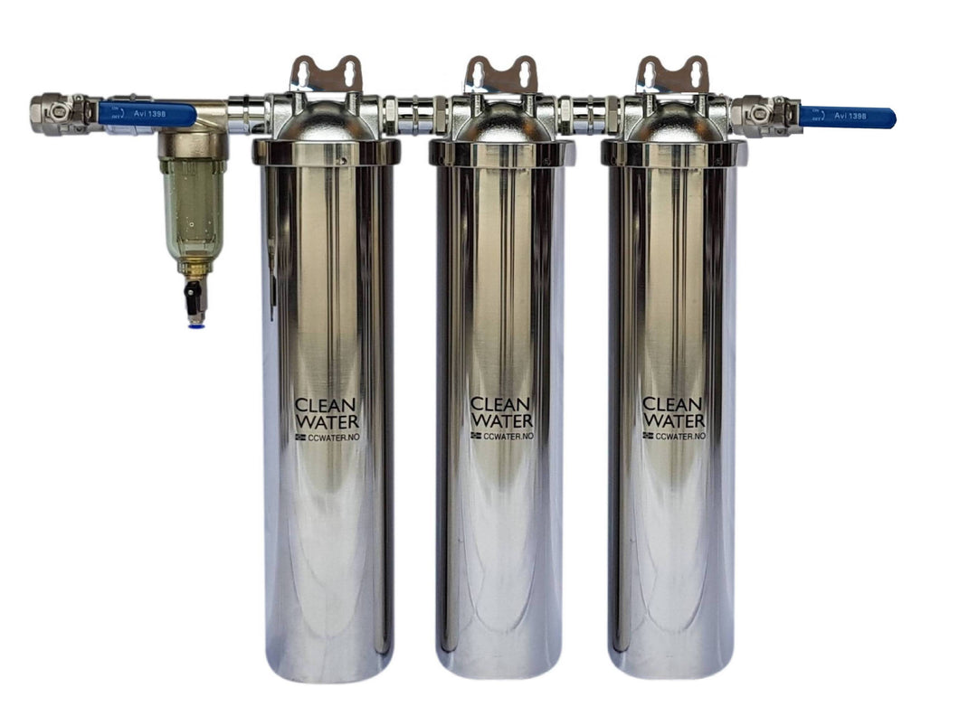 Vannrenseanlegg bestående av: Prefilter + 3 GRAND kammer m/filter